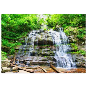 Station Cove Falls Aluminum Print – Scenic Waterfall Landscape Photography Wall Art Decor