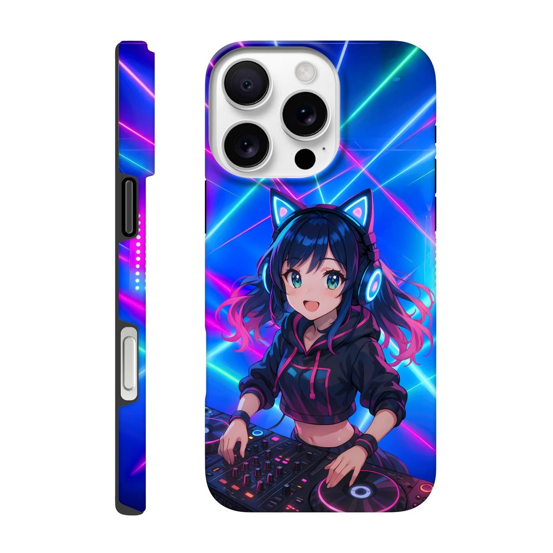 Teletech Phone Case Rave Kawaii Rave DJ Girl iPhone 11–16 Tough Case – Cute Anime Style Party ...