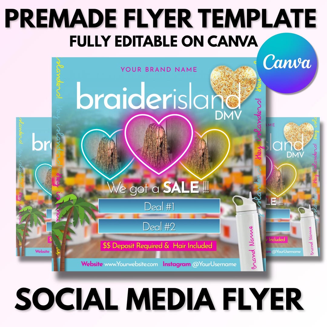 Love Island Social Media Template DIY Salon Flyer (canva Editable