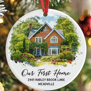 Personalized First Home Photo Ornament: Custom House Portrait Ornament, New Home Ceramic Christmas Gifts