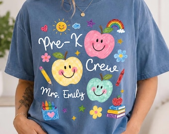 Personalized PreK Teacher Shirt, Custom Preschool Teacher Team Shirt, Back to School Teacher Name Shirt, First Day Preschool Crew Shirts