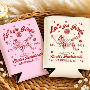 Bachelorette Party Can Coolers, Lets Go Girls Can Cooler, Bachelorette Party Drink Holder, Cowgirl Bridal Shower Gift, Wedding Decors