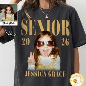 Custom Vintage Photo And Year Senior Shirt, Class of 2026 Graduation Gift, Retro Senior Boy Girl Shirt, Senior Gift, Proud Senior Tee