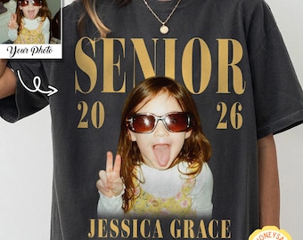 Custom Vintage Photo And Year Senior Shirt, Class of 2026 Graduation Gift, Retro Senior Boy Girl Shirt, Senior Gift, Proud Senior Tee