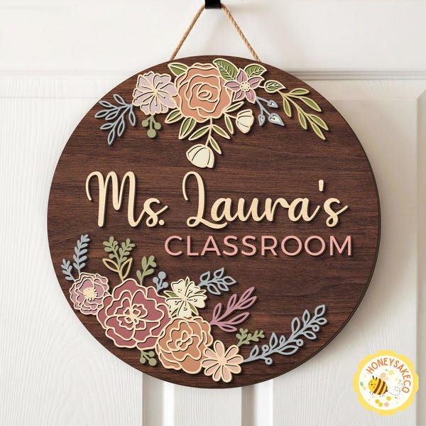 Personalized Teacher Door Sign, Custom Teacher Gifts, Teacher Appreciation Door Hanger, Classroom Decor, Teacher Name Sign, Welcome Sign
