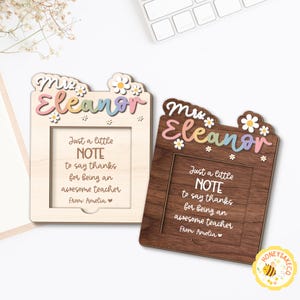 Custom Teacher Sticky Note Holder, Teacher Appreciation Gift, Thank You Teacher From Student, Wooden Desk Decor, Custom Name Desk Accessory