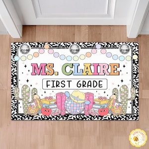 Personalized Teacher Classroom Doormat, First Grade Teacher Doormat, Classroom Decor, Teacher Back To School Gifts, Custom Classroom Rug