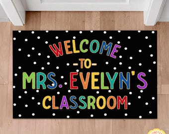 Personalized Teacher Classroom Doormat, Classroom Decor, Custom Welcome To Class Mat, Teacher Back to School Gifts, Classroom Welcome Mat