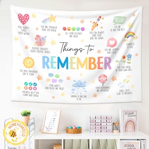 Positive Classroom Tapestry, Classroom Decor, Therapy Teacher Tapestry, Teacher Gifts, Things to Remember Banner, Back To School Tapestries