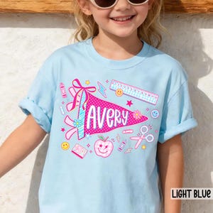 Personalized Name Back To School Kids Shirt, Pennant Girl Toddler Shirt, Girls First Day Of School Tee, School Toddler Gift image 7