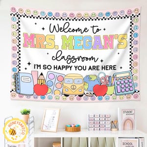 Welcome to Classroom Tapestry, Custom Name Teacher Tapestry, Classroom Decor, Welcome To Class Banner, Teacher Gifts, Back To School