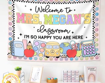 Welcome to Classroom Tapestry, Custom Name Teacher Tapestry, Classroom Decor, Welcome To Class Banner, Teacher Gifts, Back To School