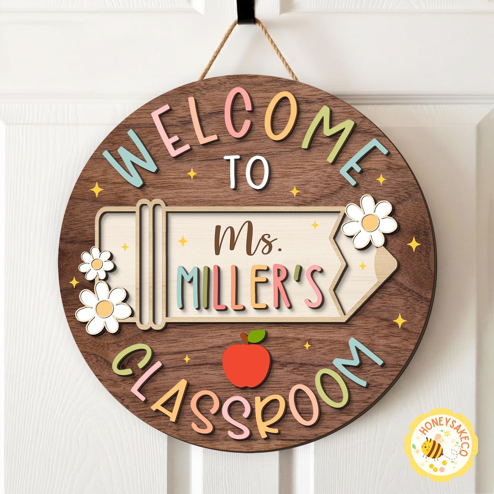 Personalized Teacher Door Sign: 3D sign, 14x14"