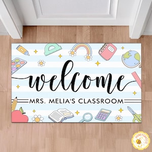 Personalized Teacher Doormat, Welcome To Class Mat, Back To School Gifts For Teacher, Classroom Decor, Custom Teacher Name Gift, Teacher Rug