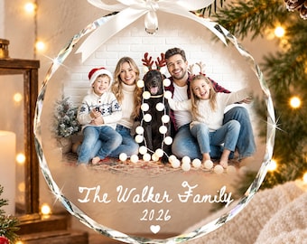 Personalized Family Photo Ornament 2026, Family Portrait Christmas Keepsake, Family Christmas Gift, Custom Picture Glass Ornament