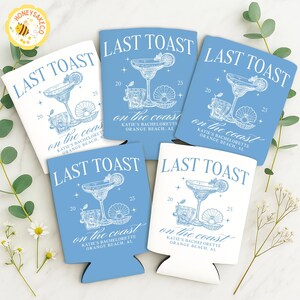 Coastal Bachelorette Can Cooler, Beach Bachelorette Party Drink Holder, Last Toast on the Coast Can Cooler, Social Club Bach Favors Decor