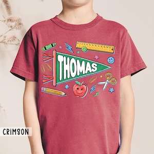 Personalized Pennant Flag Name Shirt, Back to School Shirt for Boy Girl, Custom Kid Name Shirt, First Day of Kindergarten Preschool image 7