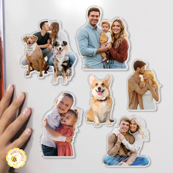 Personalized Acrylic Family Photo Magnet: Family Picture Gift, Couple Magnet, Pet Lover Gifts
