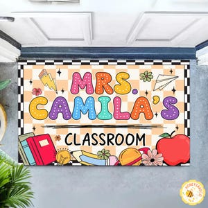 Custom Teacher Name Doormat, Classroom Decor, Classroom Doormat, Back To School Gifts For Teacher, Welcome To Class Mat, Teacher Name Rug