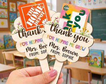 Personalized Teacher Gift Card Holder, Teacher Appreciation Gift, End Of Year Teacher Gifts, Thank You Gift Card Holder, Teacher Plant Sign