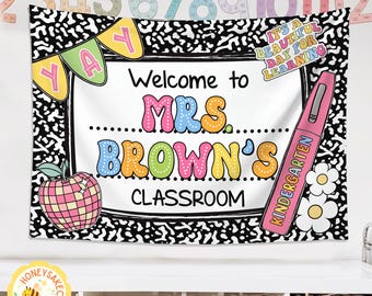 Custom Teacher Classroom Tapestry, Teacher Gift, Classroom Decor, Custom Teacher Name Tapestry, Welcome to Class Decor, Back To School