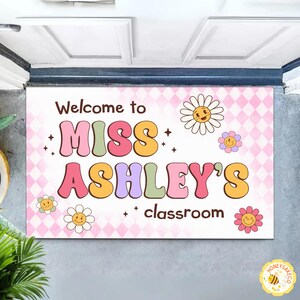 Personalized Teacher Doormat, Welcome To Classroom Doormat, Classroom Decor, Back To School Gift, Custom Teacher Name Gifts, Classroom Rug