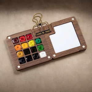 Solid Wood Watercolor Palette: Portable Travel Paint Box, Walnut or Bamboo