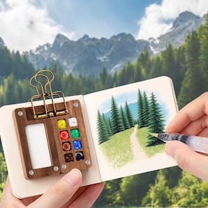 Handmade Wood Watercolor Palette: Portable Travel Palette, Artist Gift