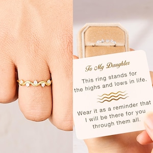 S925 Sterling Silver Wave Ring: Daughter/Granddaughter Gift