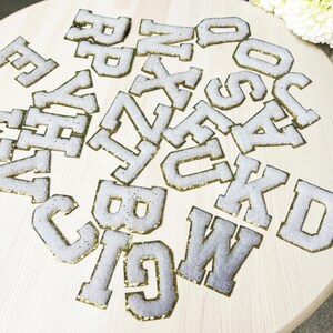 Parche de letras de chenilla, parche de letras con nombre DIY, parche de letras de chenilla termoadhesivo, parche de letras adhesivo, parche de letras