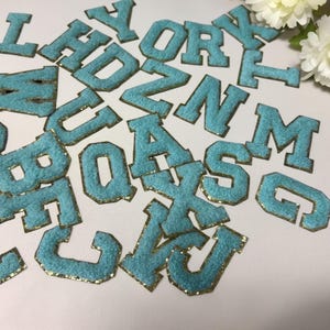 Parche de letras de chenilla, parche de letras con nombre DIY, parche de letras de chenilla termoadhesivo, parche de letras adhesivo, parche de letras