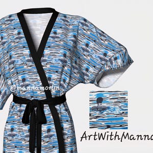 Peignoir kimono huard en soie ou polyester, oeuvre d'art originale à porter en forme d'oiseau