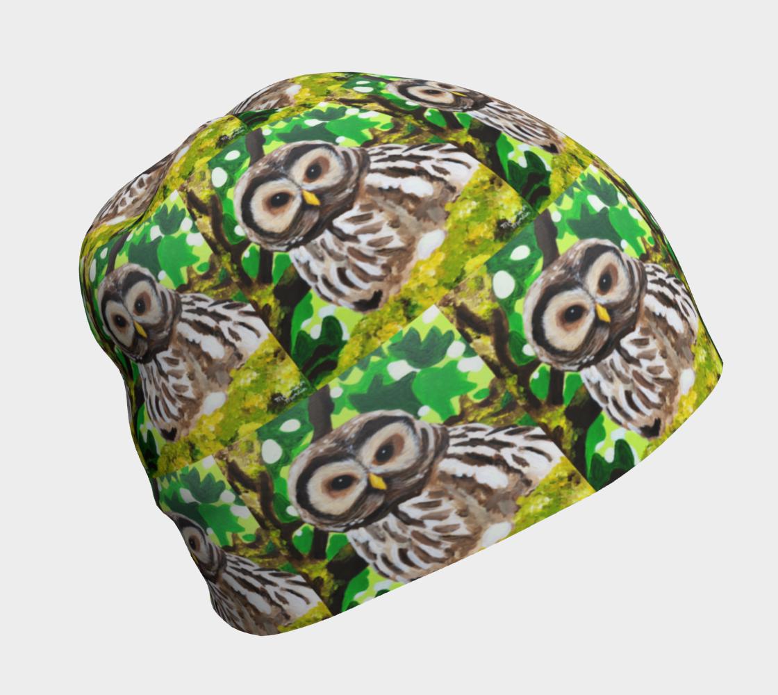 Barred Owl Bird Beanie Hat, Soft Bamboo lining, Cap for Hair Loss, Sensitive Skin, Chemo, Alopecia, 