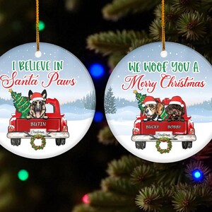 Set 2pcs - Personalized Dog Ornament for Christmas | Dog Mom Dad Gifts by Breed | Custom Dog Memorial Keepsake Tree Decoration