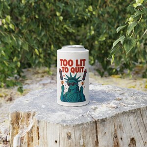 Patriotic Stubby Cooler - Too lit Perfect for 4th of July, BBQs, and Picnics, Gifts for Beer Lovers, Collectors,