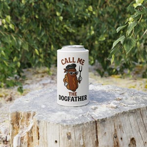 Patriotic Stubby Cooler - &quot;Dogfather&quot; - Perfect for 4th of July, BBQs, and Picnics, Gifts for Beer Lovers, Collectors,