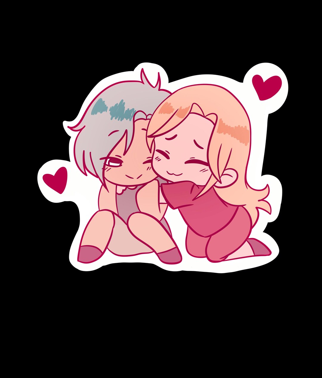 Hugging Stickers Romantic Hugging Couple Holographic Stickers, With Hearts - Etsy