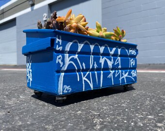 graffiti dumpster flower pot medium with casters
