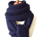 WIDE SCARF WITH TASSEL LUXE NAVY
