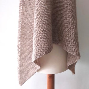 beige shawl handknit in wool and acrylic blend, light and warm unisex winter triangle scarf image 5