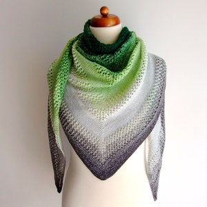 colorful summer shawl handknit in cotton acrylic mix with lace elements