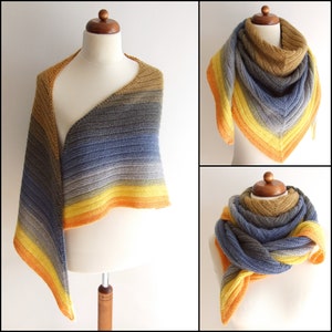 colorful shawl with wool, cozy handknit wrap image 2