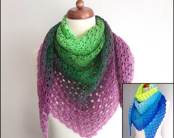 colorful shawl hand crocheted from cotton/acrylic blend, various colors