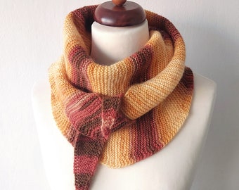 caramel brown scarf handknit from yarn with wool