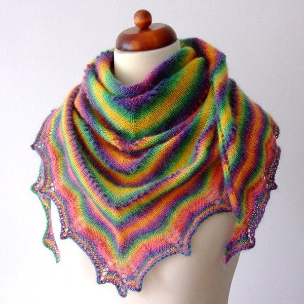 rainbow scarf handknit triangle warm neckwear