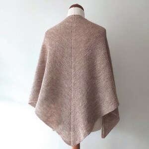 beige shawl handknit in wool and acrylic blend, light and warm unisex winter triangle scarf image 8