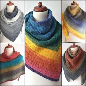 colorful shawl with wool, cozy handknit wrap image 1