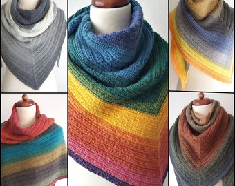 colorful shawl with wool, cozy handknit wrap