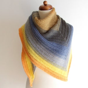 colorful shawl with wool, cozy handknit wrap image 7