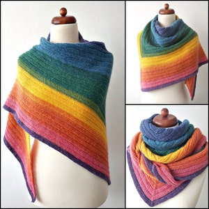 colorful shawl with wool, cozy handknit wrap 4